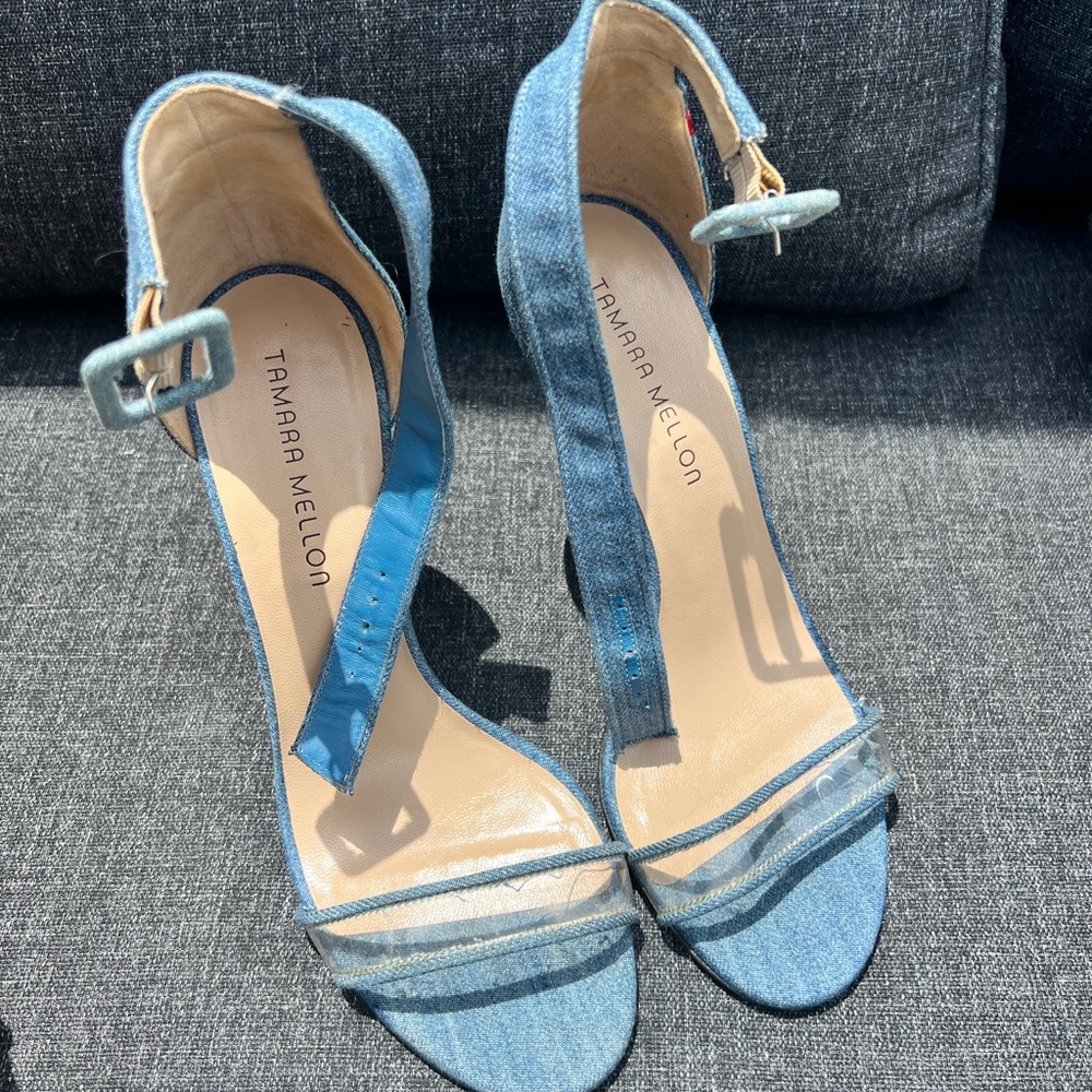 Tamara Mellon Blue Heels with Elegant Design